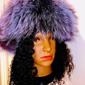Genuine silver fox fur eskimo hat